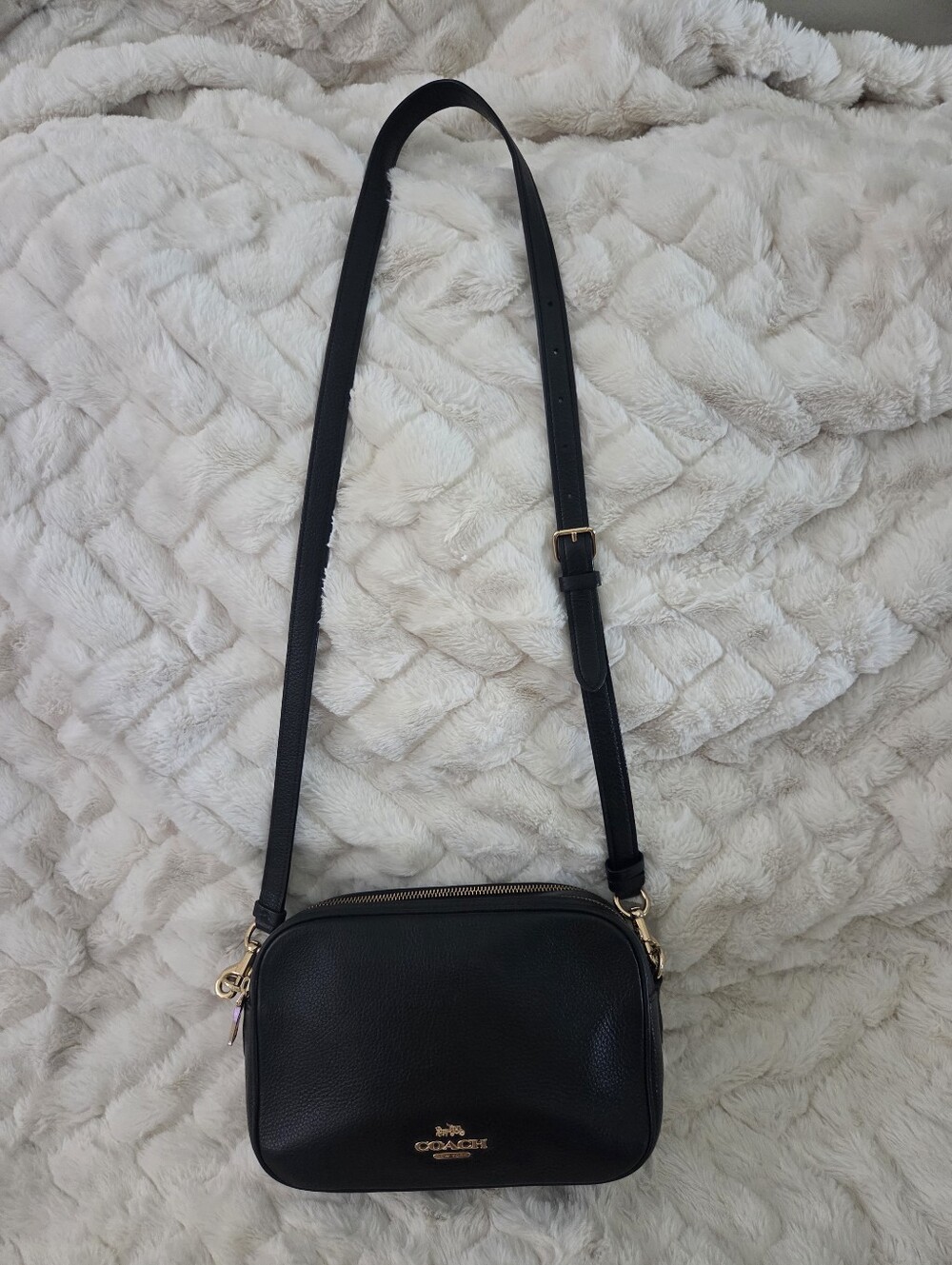 Coach Black Pebbled Leather Crossbody with Gold Hardware